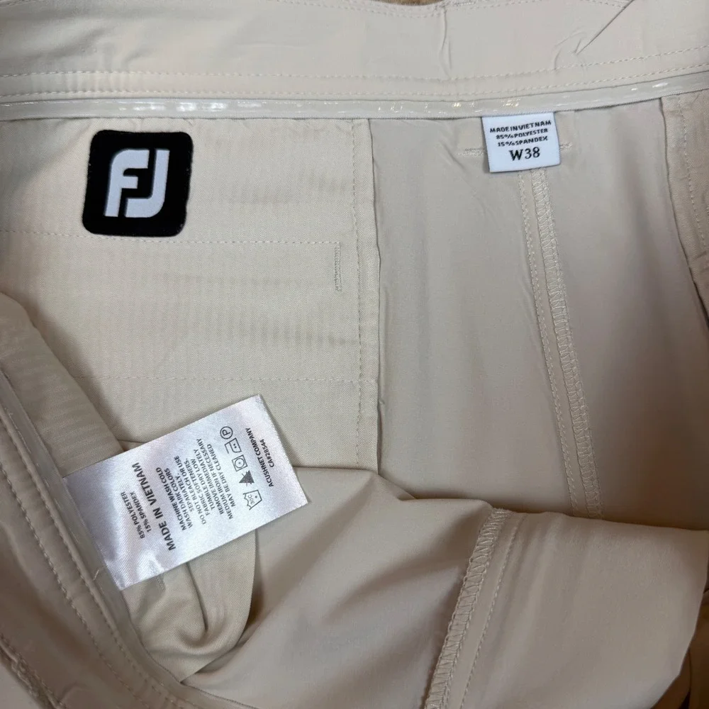 FootJoy Mens Performance Golf Shorts Beige Khaki W38 Stretch Flat Front FJ